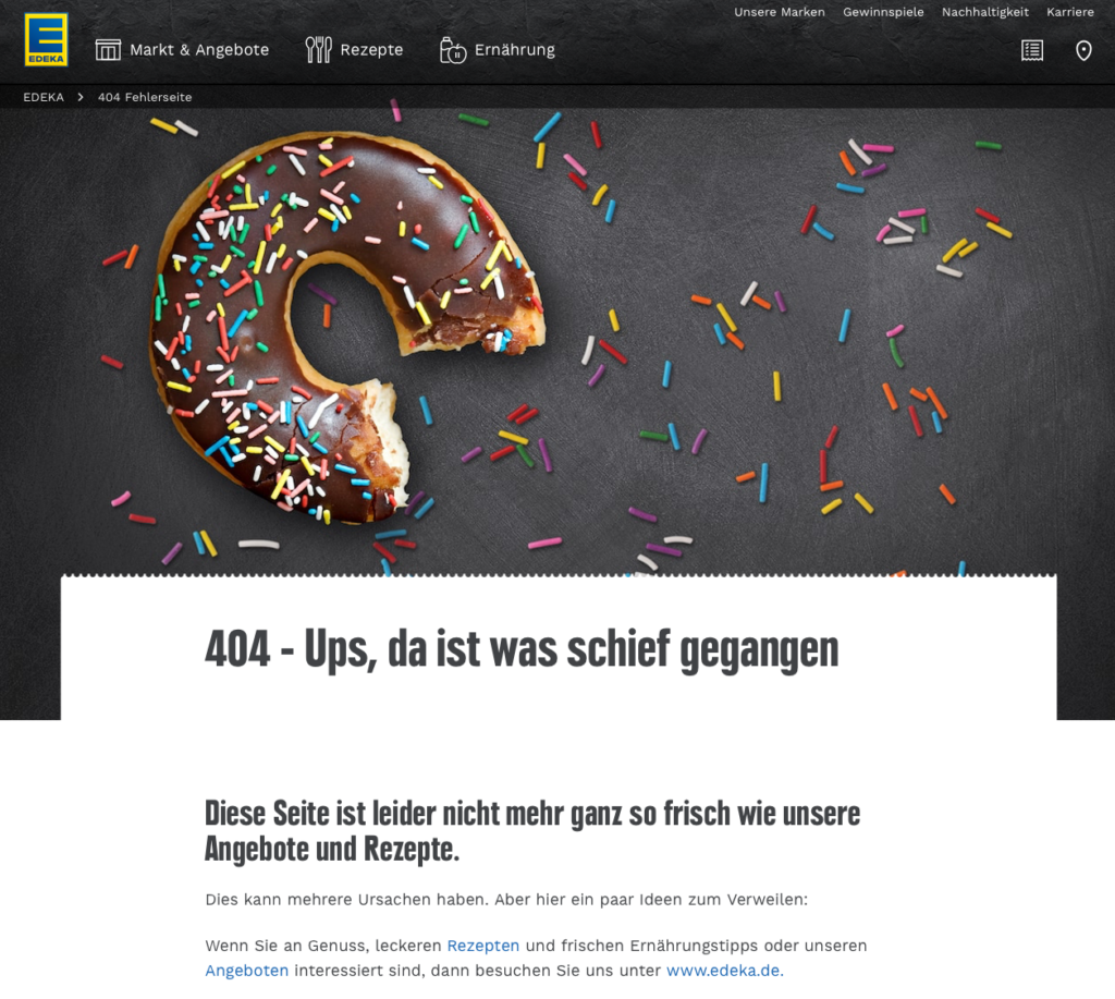 404 Fehlerseite von EDEKA