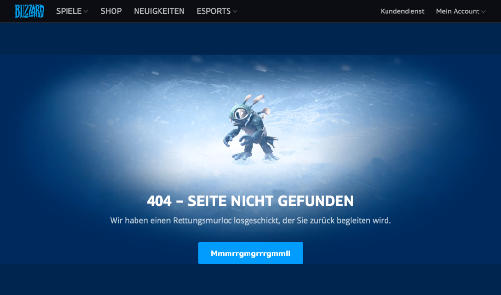 404-Fehlerseite von Blizzard