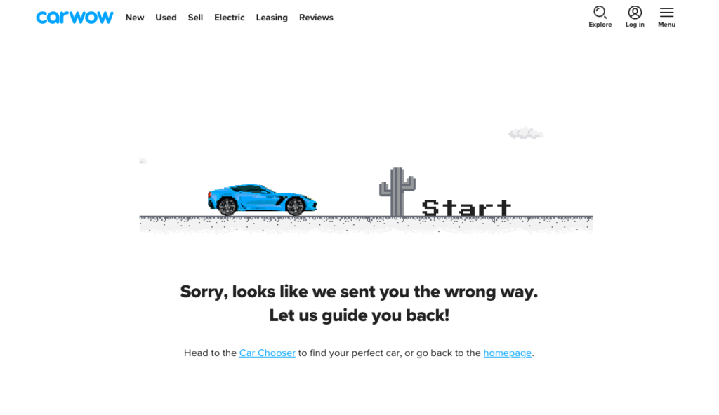 404-Fehlerseite von carwow